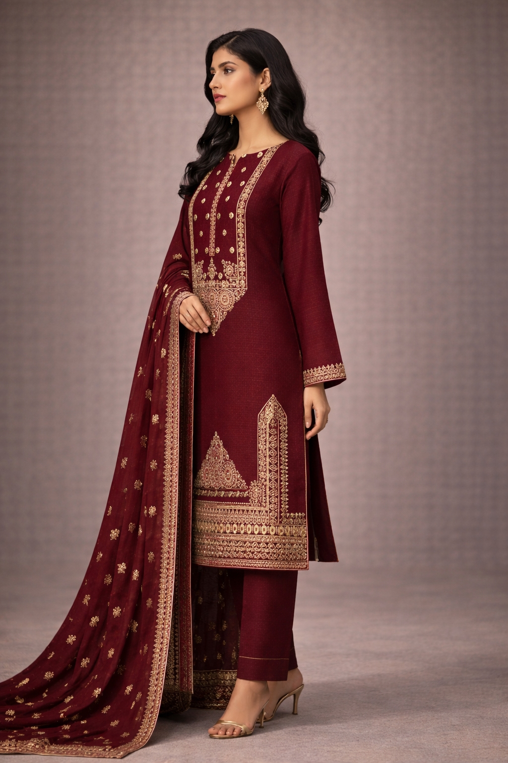 Luxury Embroidered Winter 3-Piece Unstitched Suit – Premium Collection
