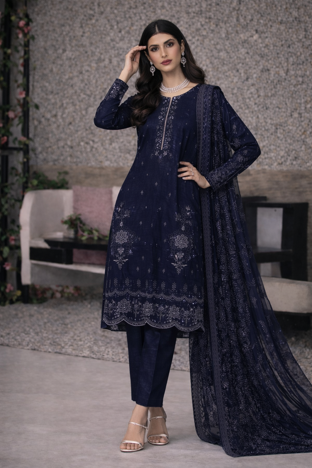 Zylo Winter Elegance – 3-Piece Unstitched Luxury Suit for Women