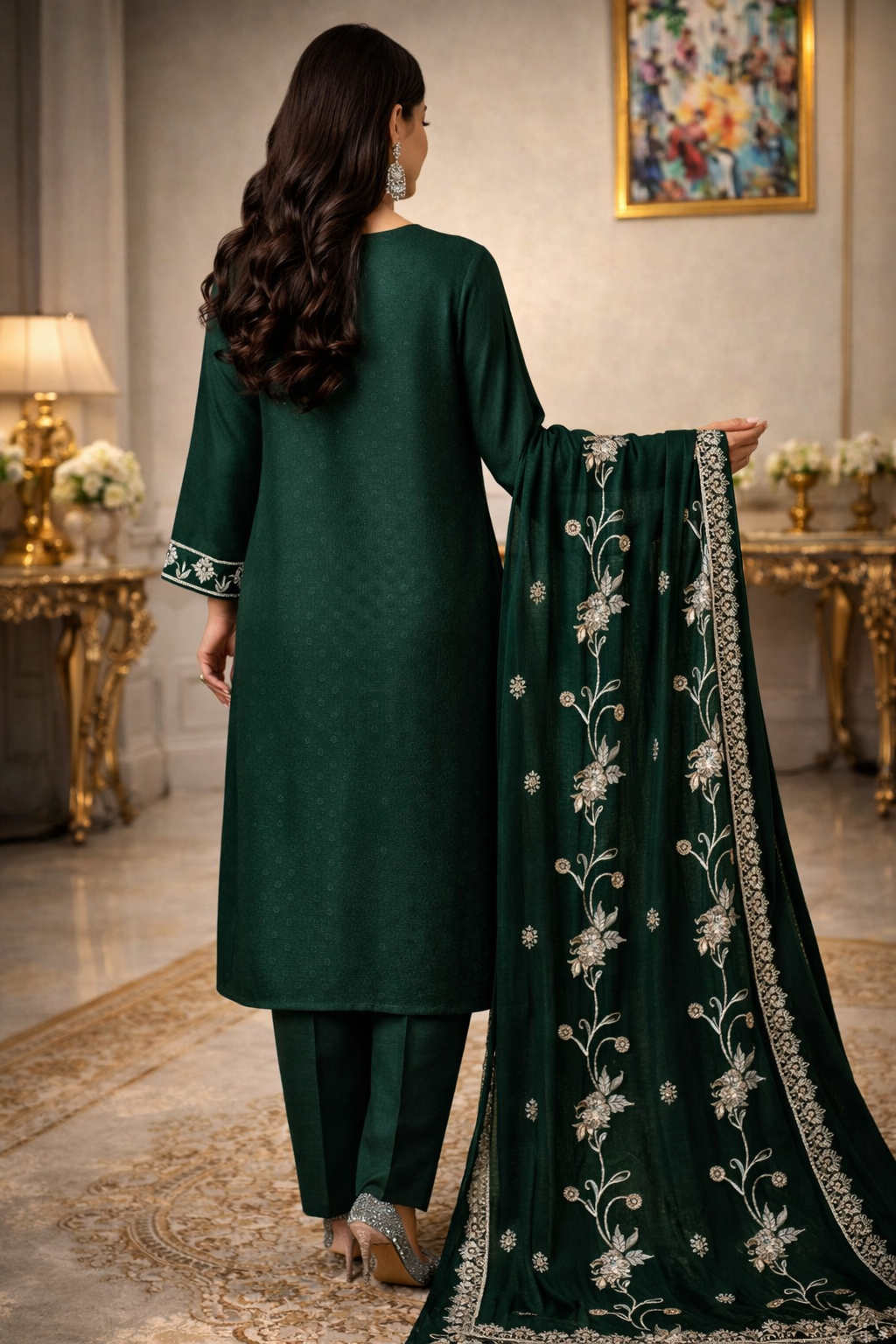 Emerald Grace – Dhannak 3-Piece Suit