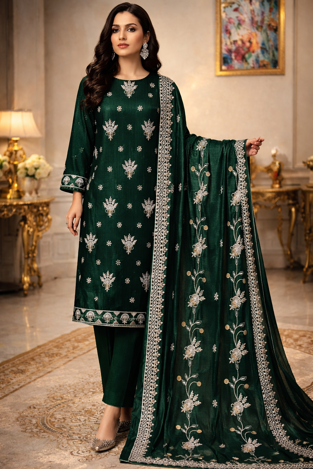 Emerald Grace – Dhannak 3-Piece Suit