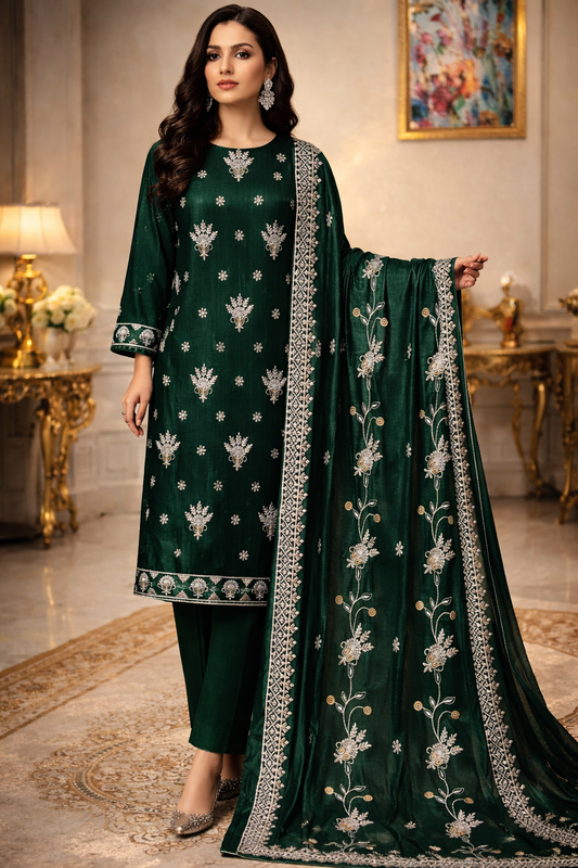 Emerald Grace – Dhannak 3-Piece Suit