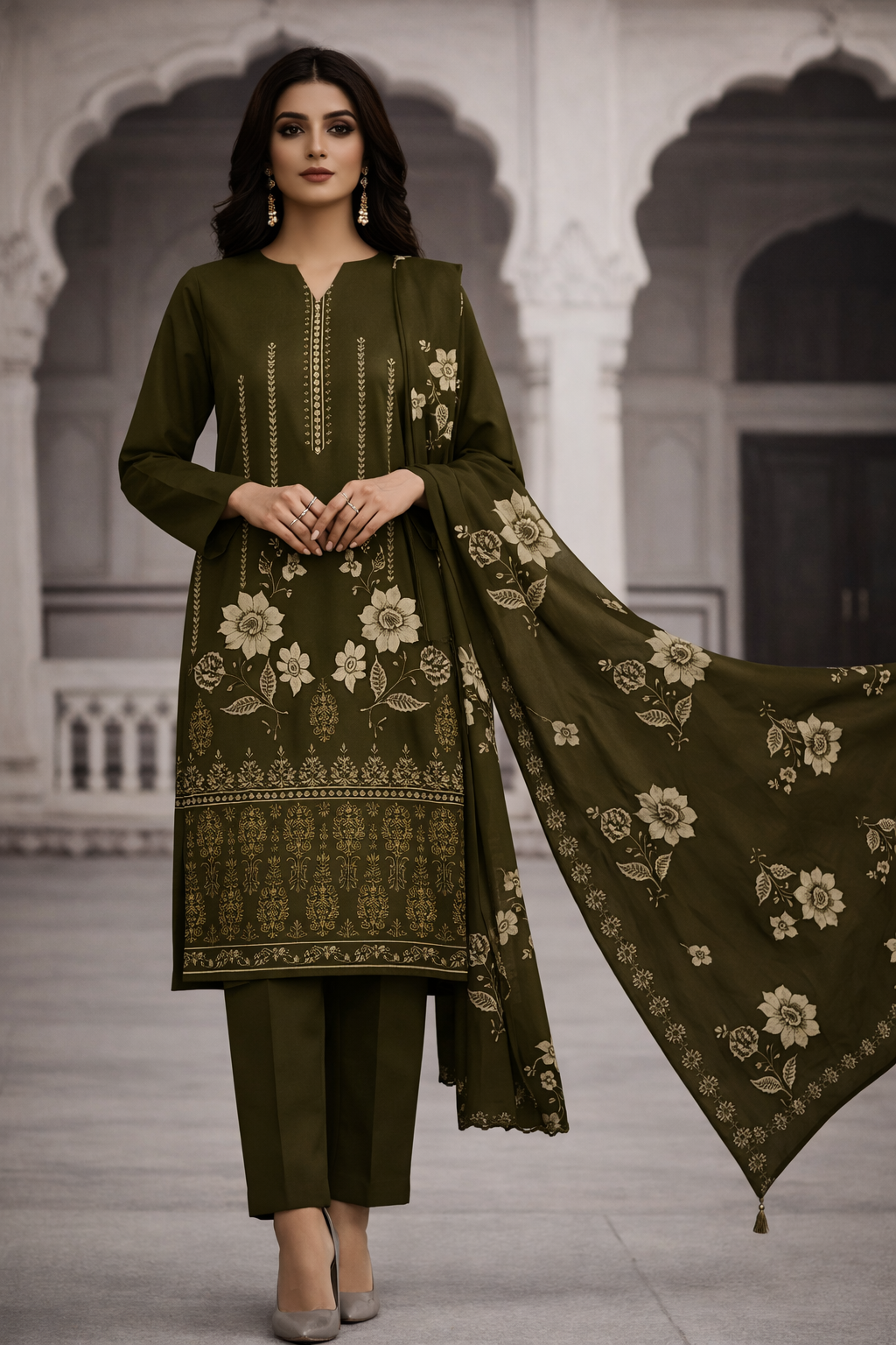 Elegant Embroidered 3-Piece Lawn Suit – Plain Back | Multiple Colours