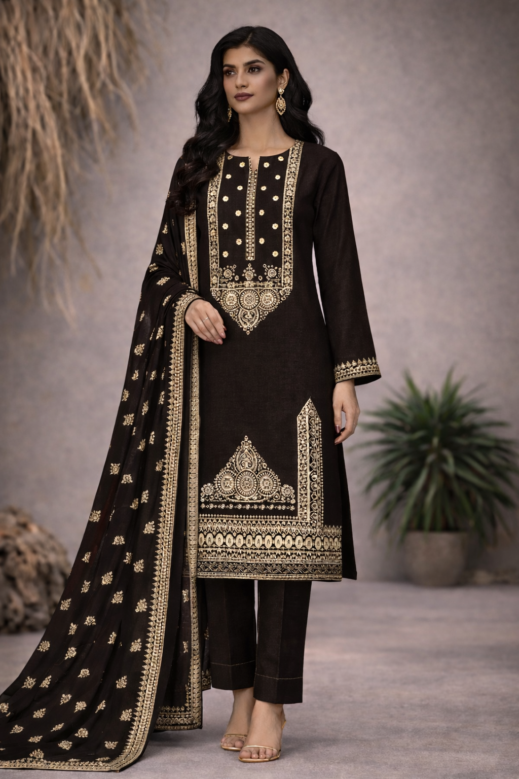Luxury Embroidered Winter 3-Piece Unstitched Suit – Premium Collection