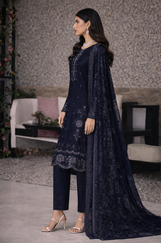 Zylo Winter Elegance – 3-Piece Unstitched Luxury Suit for Women